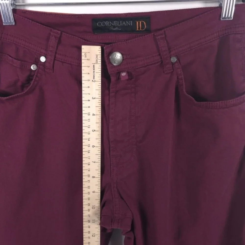 CORNELIANI ID LUXURY DENIM ITALY🇮🇹MADE y5p 7214JT4 00 Pants Burgundy‎ Size 34